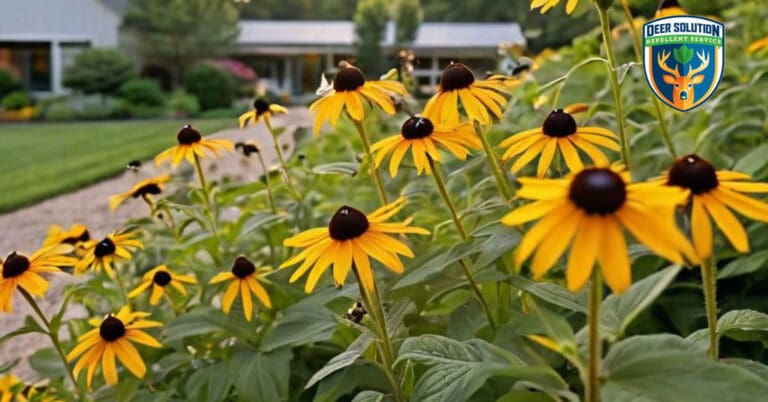 Sustainable Eco-garden with Black-Eyed Susans, shielded from deer by Deer Solution®.