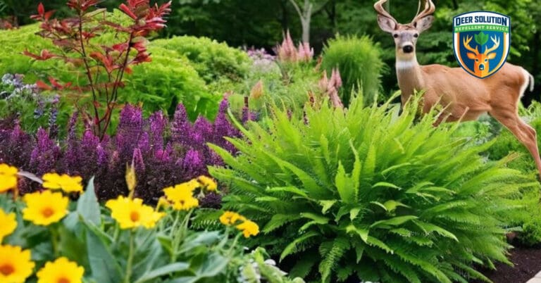 Flourishing garden with Blephilia and colorful blooms, reflecting Deer Solution's eco-friendly deer control.