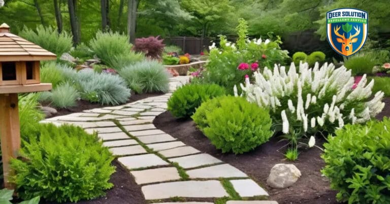 Lush garden with swaying Goats Beards, protected by Deer Solution's eco-friendly repellent service.