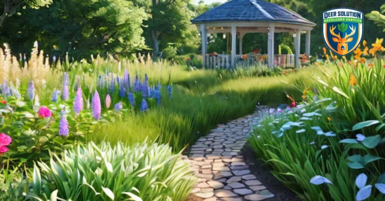 Lush garden with native wood sedges, showcasing Deer Solution's eco-friendly repellent service; do deer eat wood sedges?