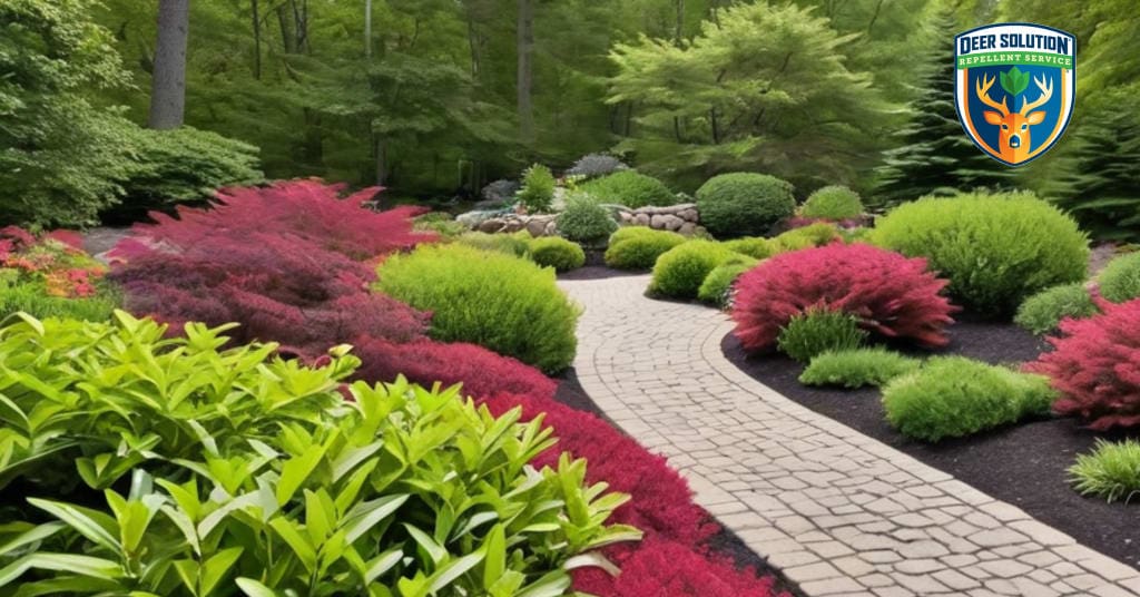 Vibrant bearberry shrubs in a lush garden show deer eat bearberries while thriving with Deer Solution's eco-friendly care.