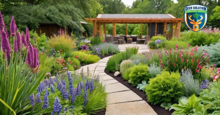 Lush garden with bishops weed and vibrant flowers, highlighting eco-friendly practices. Do deer eat bishops weeds?