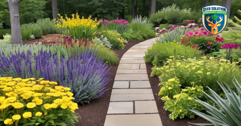 Vibrant garden with cup plants, illustrating eco-friendly care and harmony, answering do deer eat cup plants.