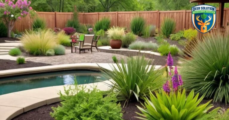 Thriving garden with Indian grasses, flowers, and wildlife - Deer Solution's eco-friendly repellent service