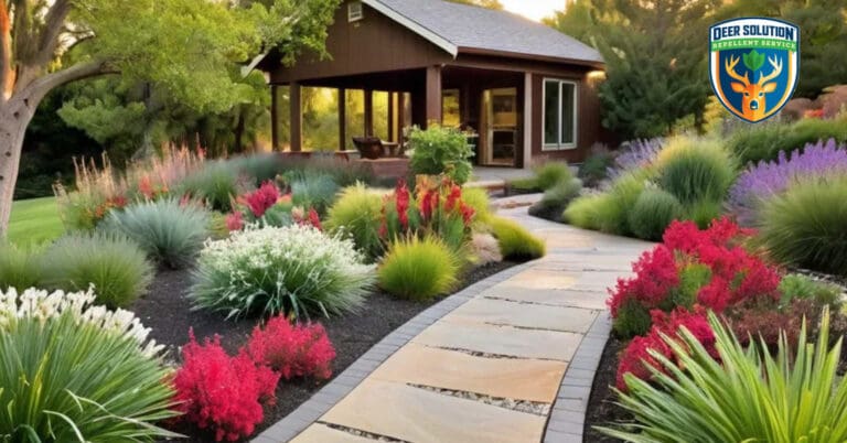 Lush garden with thriving Large Fothergillas, protected by Deer Solution's eco-friendly repellent service.