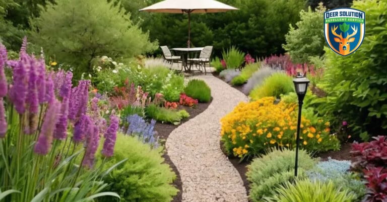 Lush bluestems sway in vibrant garden, showcasing Deer Solution's eco-friendly deer repellent