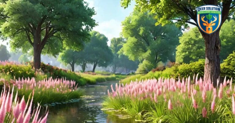 Prairie smoke flowers sway in a garden, highlighting eco-friendly practices and addressing do deer eat prairie smokes.