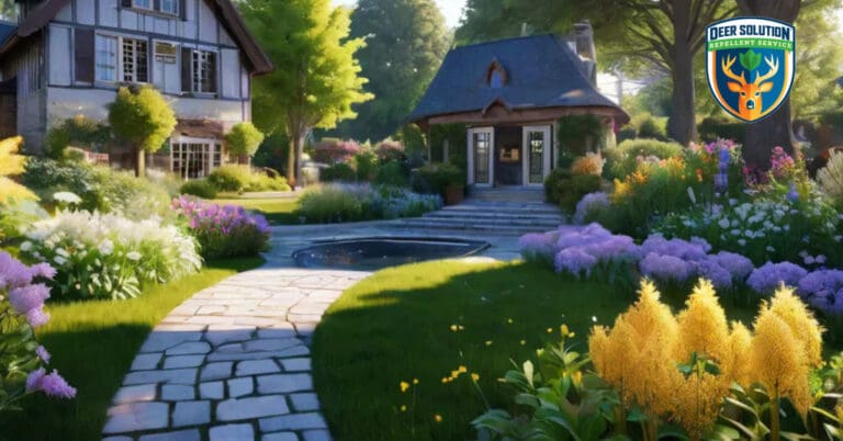 Vibrant goldenrods in a lush garden illustrate eco-friendly harmony, answering do deer eat showy goldenrods?