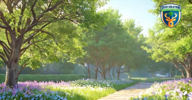 Serene garden with silky wild ryes and wildflowers, highlighting eco-friendly care and do deer eat silky wild ryes.