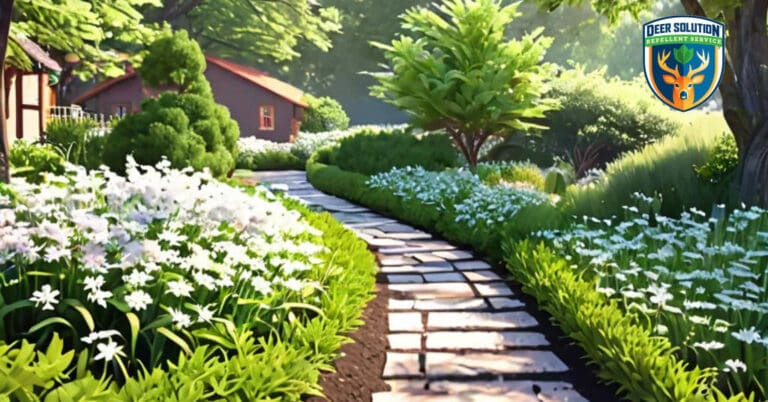 Lush garden with summer snowflakes, highlighting eco-friendly practices; do deer eat summer snowflakes?