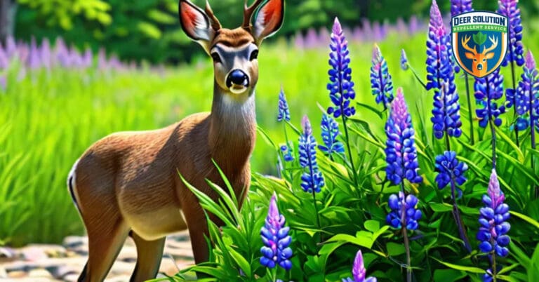 Wild lupines bloom in a serene garden, showcasing eco-friendly practices while asking, do deer eat wild lupines?