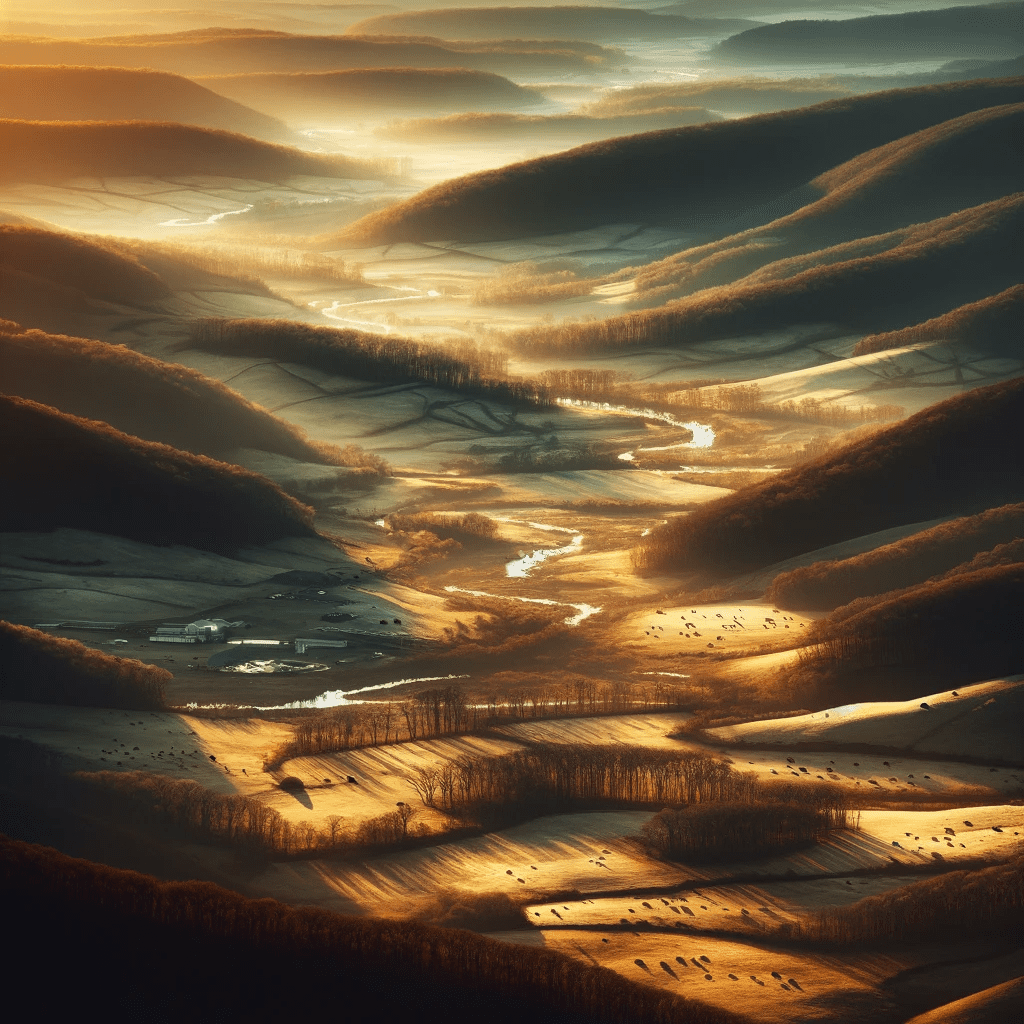 Landscape in Frederick County showing ecological stress due to overpopulation, amidst natural beauty.