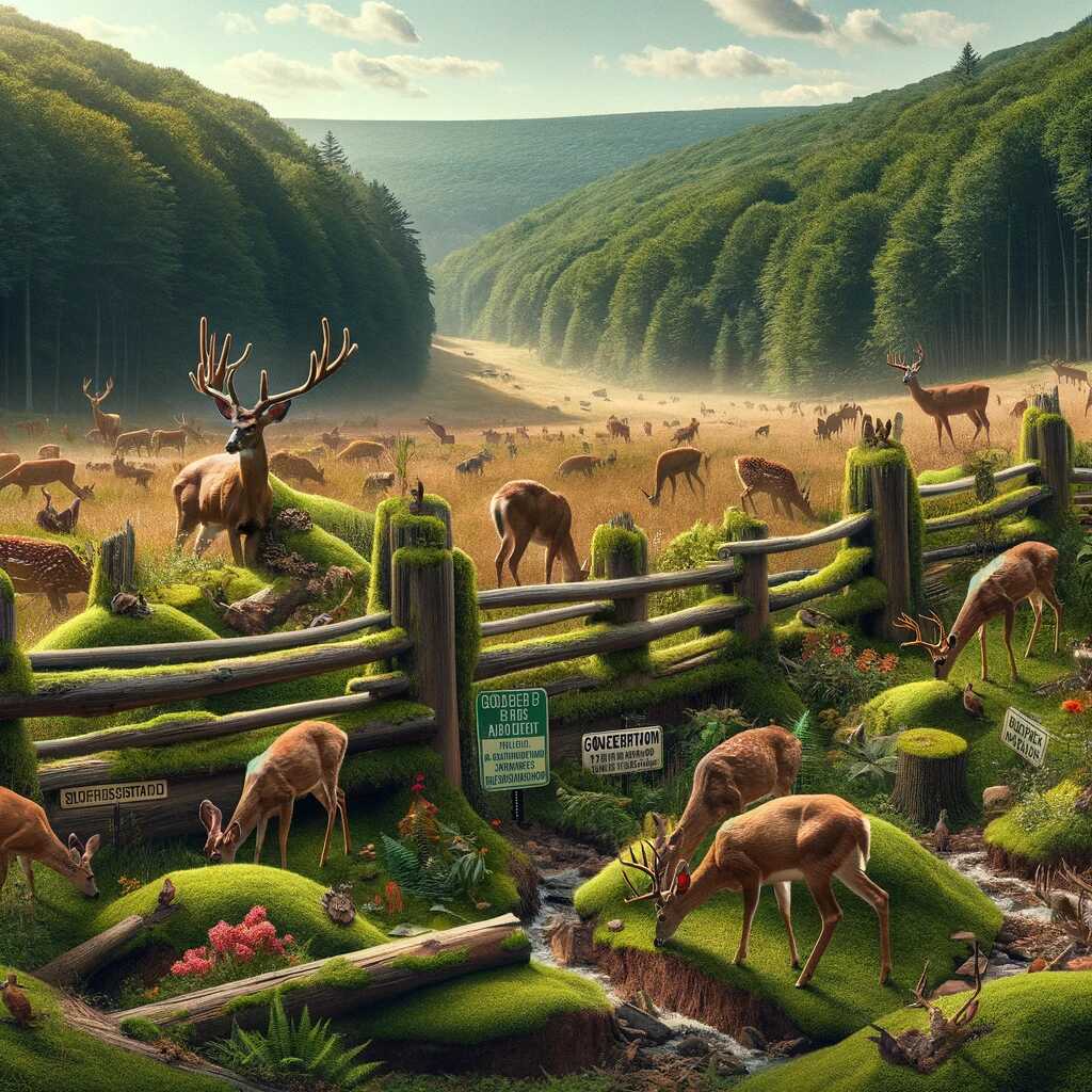 Close-up view of Garrett County's natural setting, highlighting the deer overpopulation challenge and management efforts