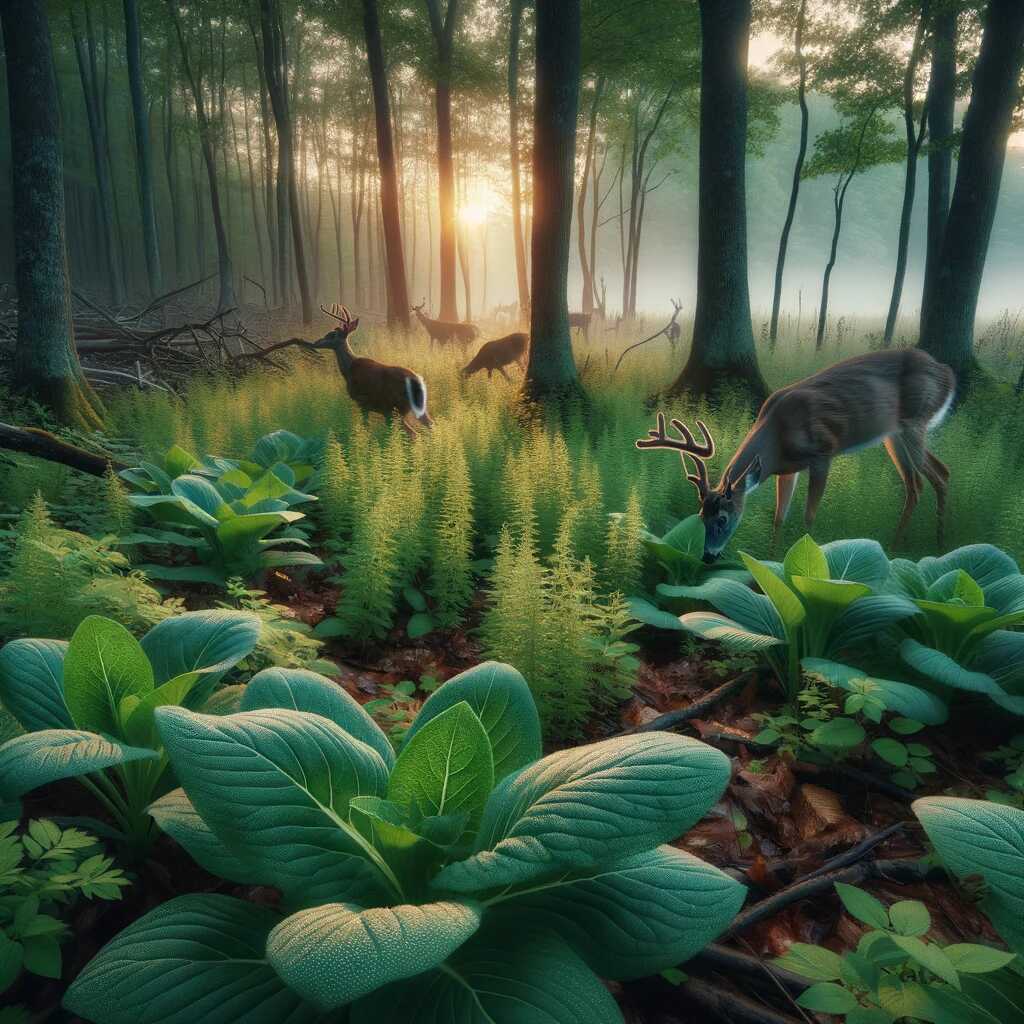 Close-up of Harford County's natural area, illustrating the balance between deer activity and ecological harmony