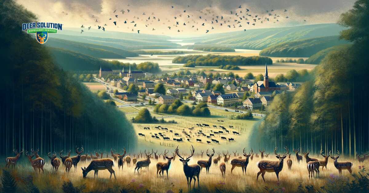 Landscape in Howard County depicting the deer dilemma, focusing on population and control in a natural setting
