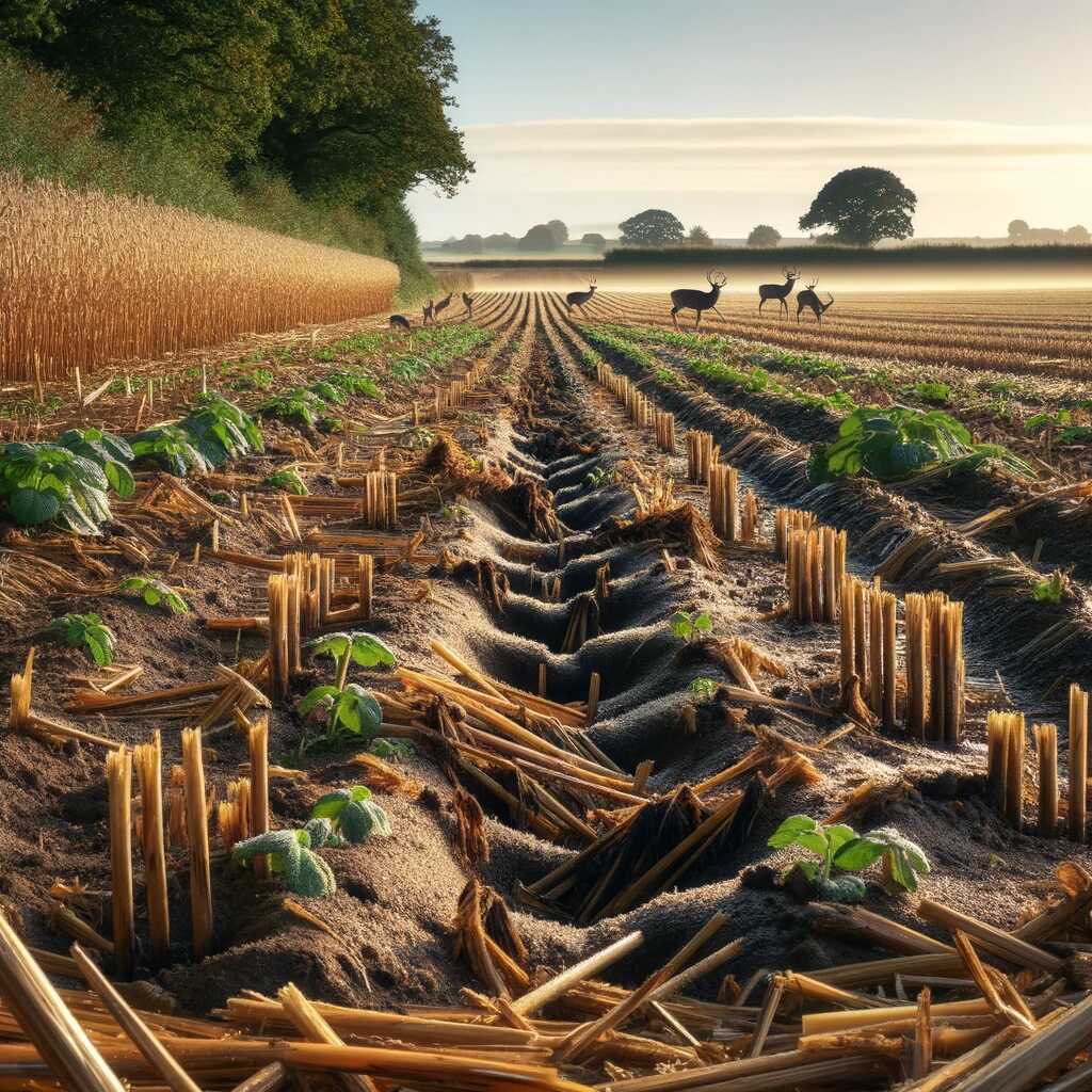 Close-up of a farm field in Kent County, illustrating the challenges of deer impact on agriculture