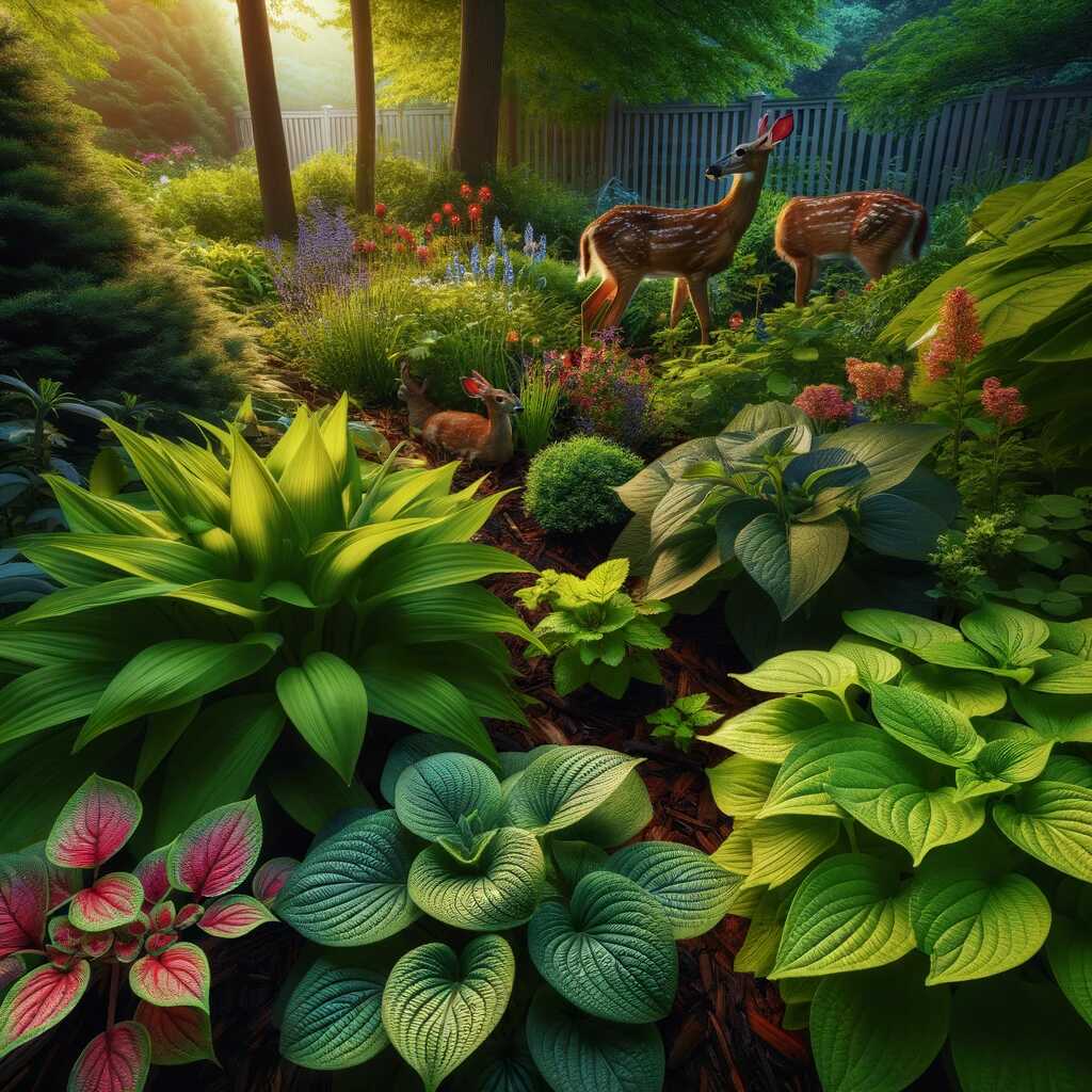 Close-up of a Montgomery County garden, displaying resilience and beauty amidst deer grazing challenges.