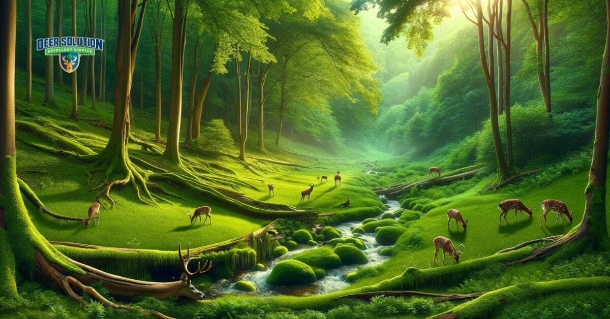 Serene landscape in St. Mary's County with subtle signs of deer grazing, balancing beauty and challenge.