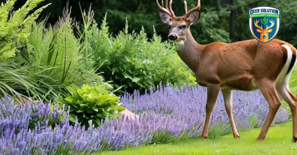 Lush, sustainable garden with bishops weeds, coneflowers, and native shrubs - Deer Solution's eco-friendly approach.